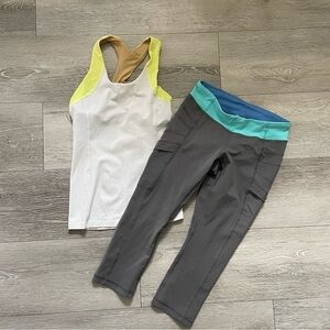 Ivivva Lululemon Tank & Legging Set Bundle Of 2 Cropped Pant Girls Size 10